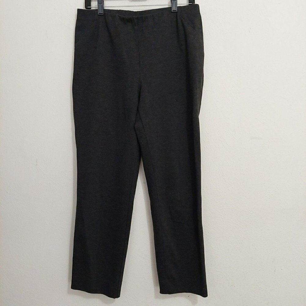 J.Jill Womens Ponte Slim Leg Black Pants Stretch Elastic Waist High Rise Medium